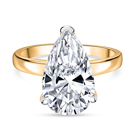 Luxuriant Diamond - 18K Yellow Gold IGI Certified Pear Cut (VS1-G) Lab Grown Diamond Ring 5.00 Ct.