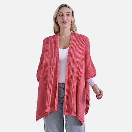 - Maisi 100% Acrylic Relax Fit Cardigan (One Size - 8 to 26) - Red