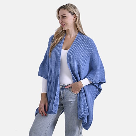 - Maisi 100% Acrylic Relax Fit Cardigan (One Size - 8 To 26) - Light Blue