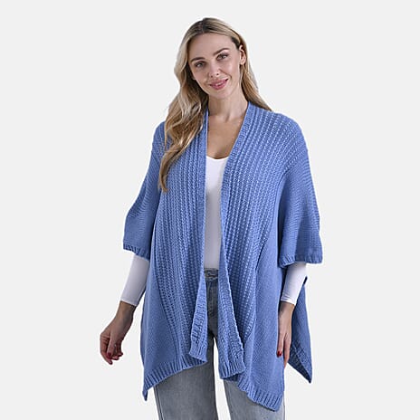 - Maisi 100% Acrylic Relax Fit Cardigan (One Size - 8 To 26) - Light Blue