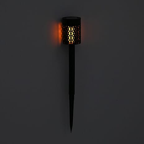 Solar Path Lights with Flame Effect - Set of 4 - 30cm - Black