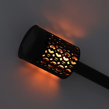 Solar Path Lights with Flame Effect - Set of 4 - 30cm - Black