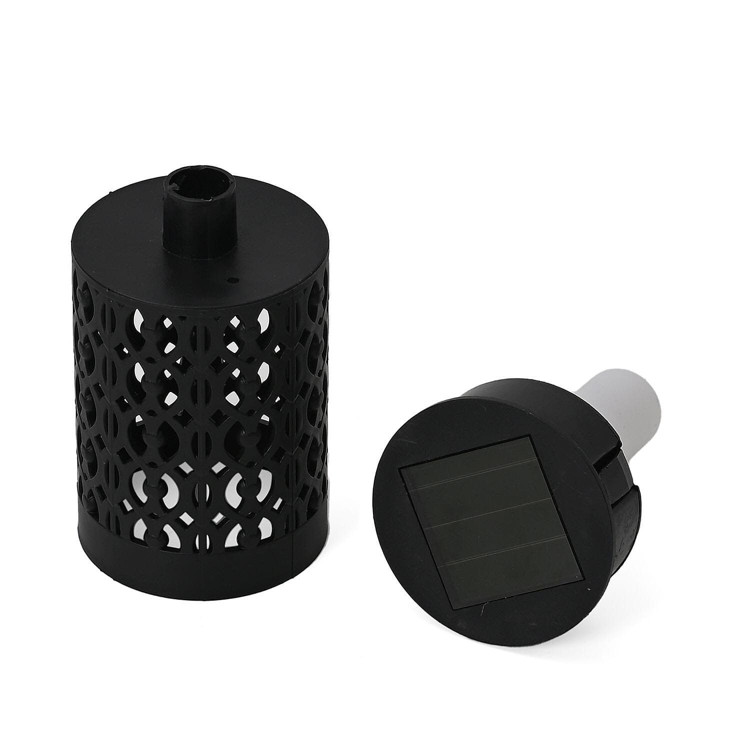 Solar Path Lights with Flame Effect - Set of 4 - 30cm - Black Solar Path Lights with Flame Effect - Set of 4 - 30cm - Black