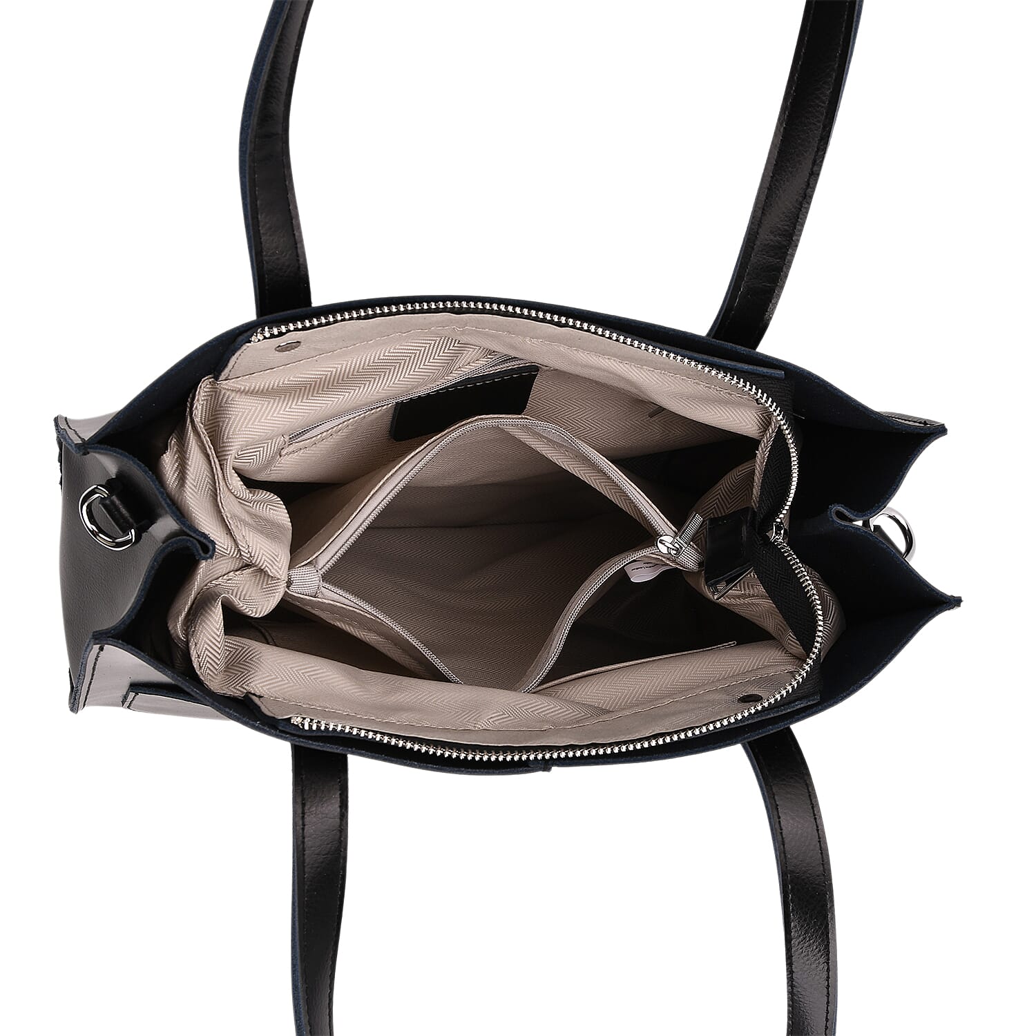 Sumptuous quality 100% Genuine Leather LARGE Tote Bag with Shoulder Strap - Black