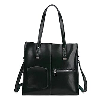https://tjcuk.sirv.com/Products/80/2/8027421/Leather-Rectangle-Tote-Bag-Size-13x4x12-in-Green-Black_8027421.jpg?w=342&h=342
