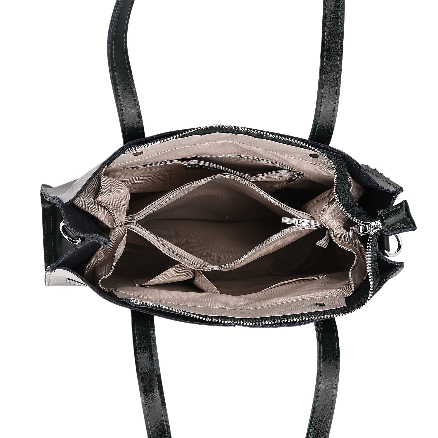 Sumptuous quality 100% Genuine Leather LARGE Tote Bag with Shoulder Strap - Green