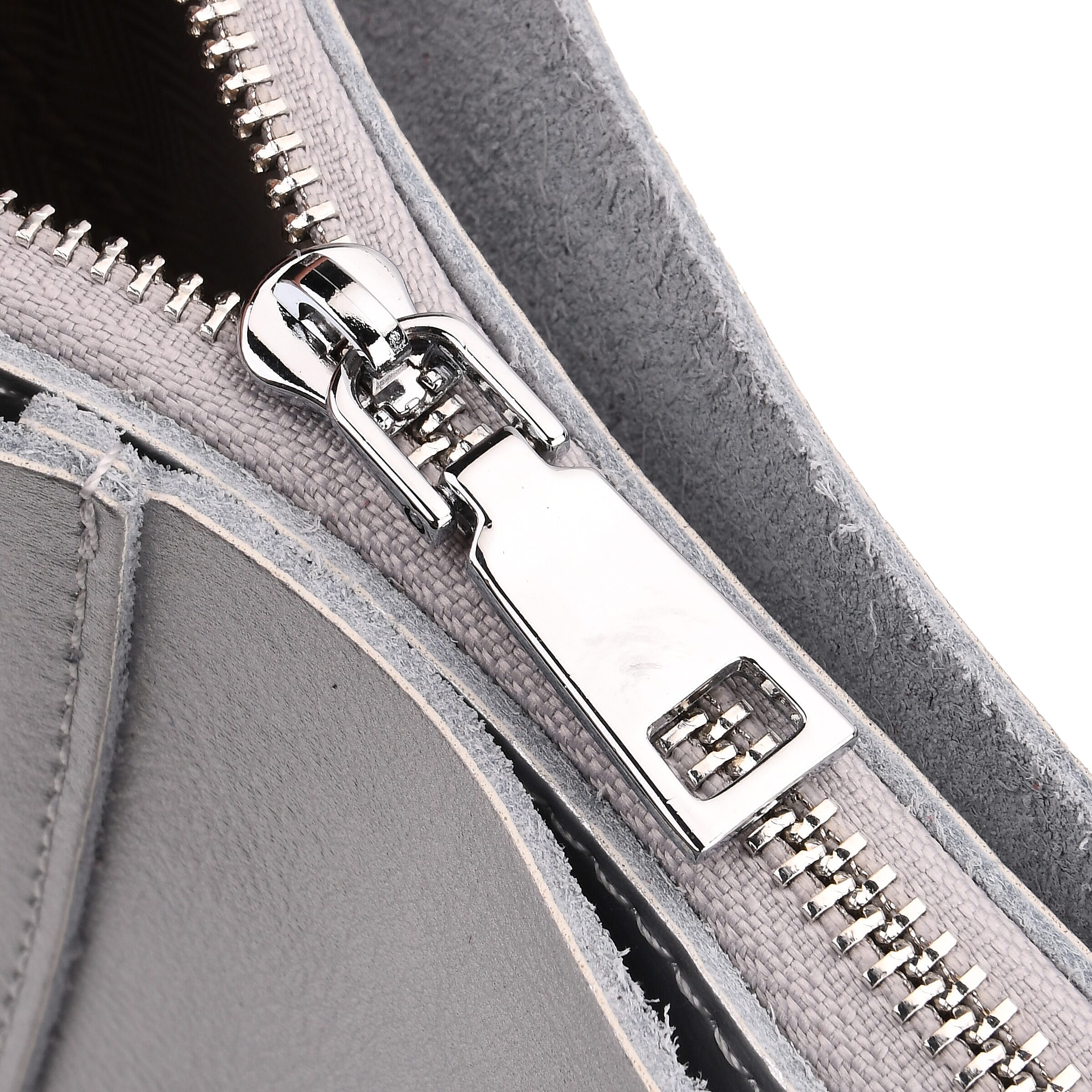 Sumptuous Quality 100% Genuine Leather Large Tote Bag with Shoulder Strap - Silver