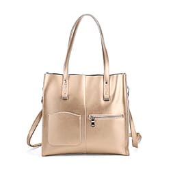 Sumptuous quality 100% Genuine Leather LARGE Tote Bag with Shoulder Strap - Black