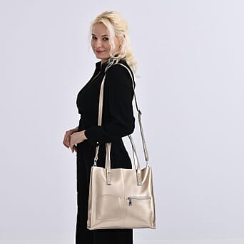 https://tjcuk.sirv.com/Products/80/2/8027423/Leather-Rectangle-Tote-Bag-Size-13x4x12-in-Gold-Black_8027423_1.jpg?w=342&h=342
