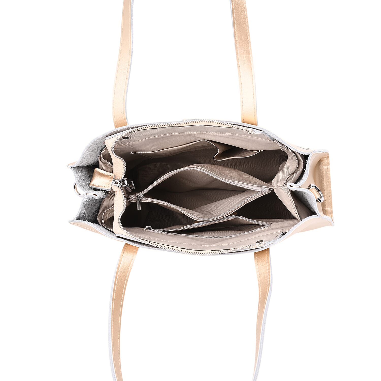 Sumptuous Quality 100% Genuine Leather Large Tote Bag with Shoulder Strap - Gold