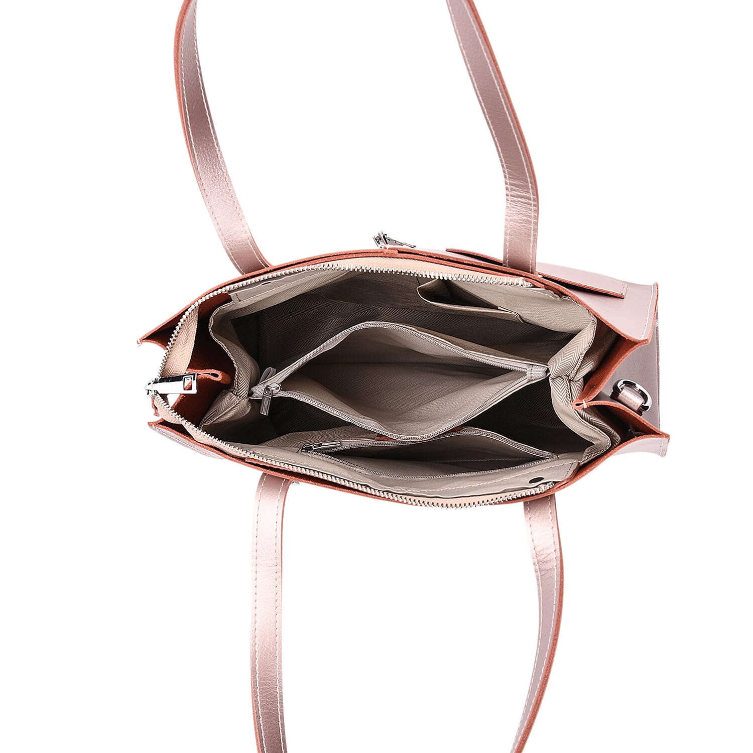 Sumptuous Quality 100% Genuine Leather LARGE Tote Bag with Shoulder Strap - Black - Pink