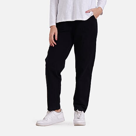 & Maisi Cotton Patterned Jean and Pant-Trouser (Size 73x1 cm) - Black & Black