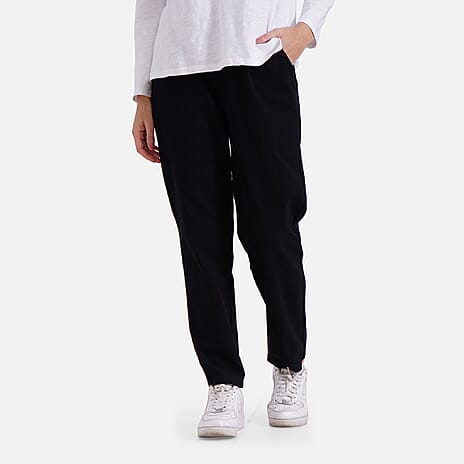 & Maisi Cotton Patterned Jean and Pant-Trouser (Size 73x1 cm) - Black & Black