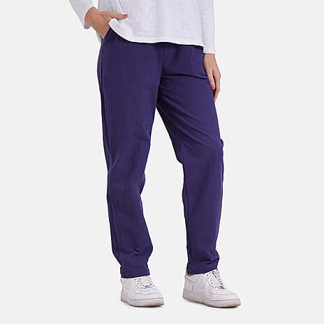 - Maisi 100% Cotton Capri Trousers (Size XXL) - Blue