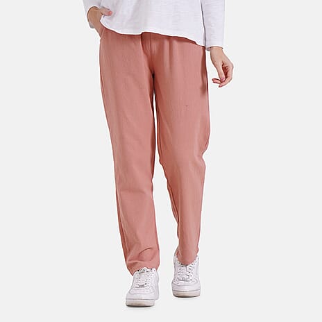 & Maisi Cotton Patterned Jean and Pant-Trouser (Size 73x1 cm) - Pink & Black