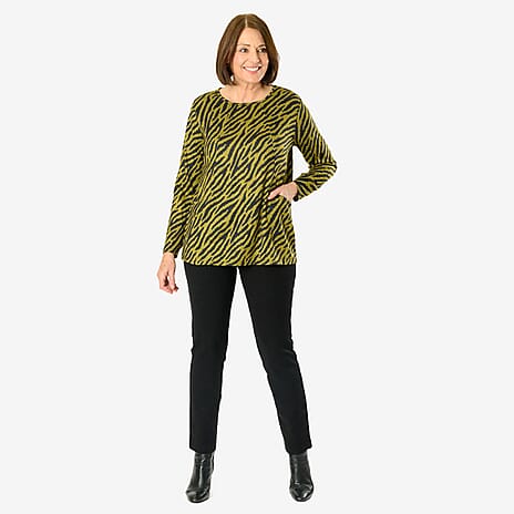 Emelia Zebra Printed Pocket Top (Size XXL) - Lime