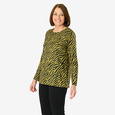 Emelia Zebra Printed Pocket Top (Size XXL) - Lime