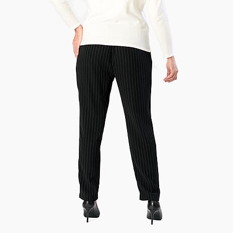 Emily Pinstripe Tapered Trouser (Size - 18) - Black