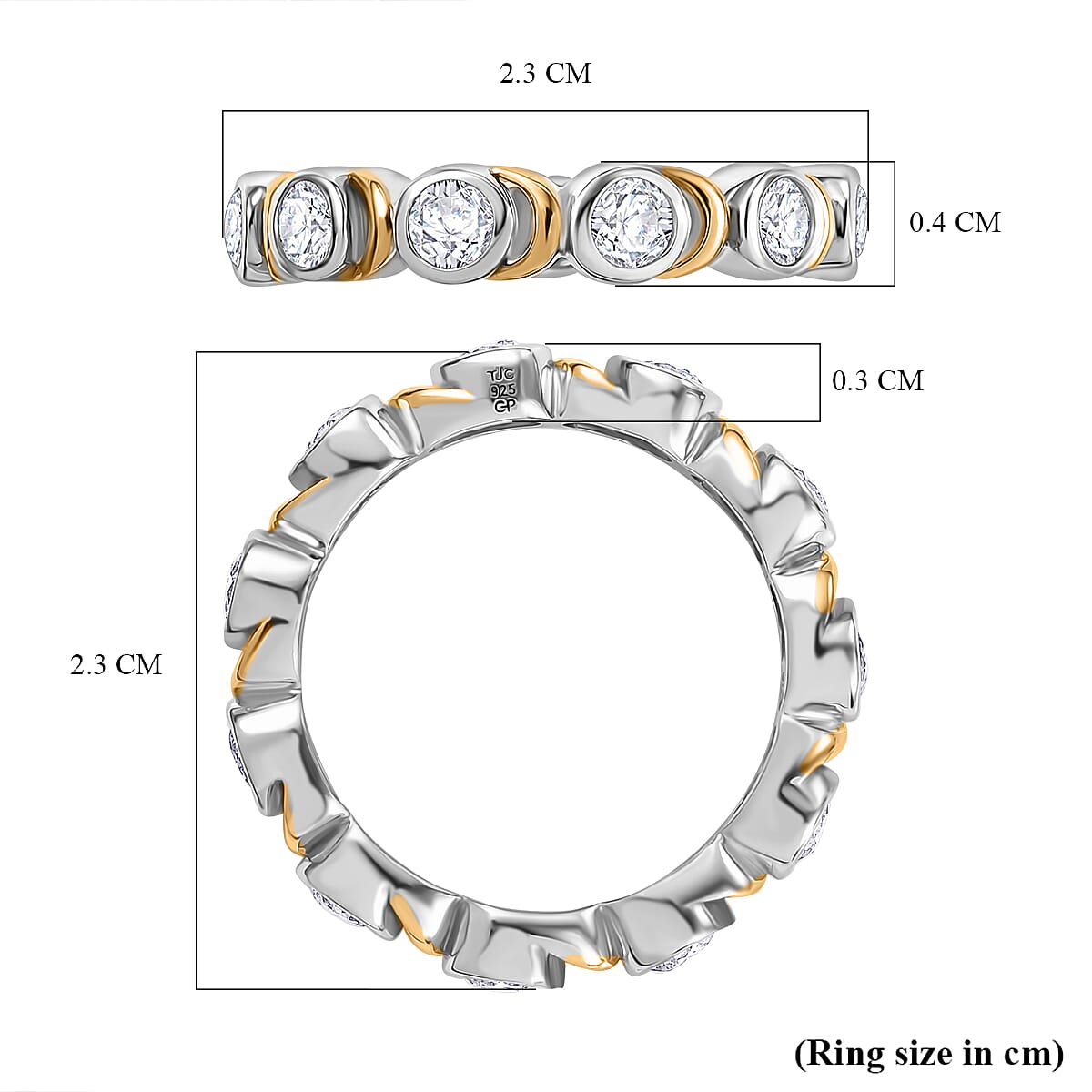 GP Celestial Dream Collection - Moissanite & Blue Sapphire Band Ring in 18K Vermeil Yellow Gold Plated & Rodium Overlay Sterling Silver 1.24 Ct. GP Celestial Dream Collection - Moissanite & Blue Sapphire Band Ring in 18K Vermeil Yellow Gold Plated & Rodium Overlay Sterling Silver 1.24 Ct.