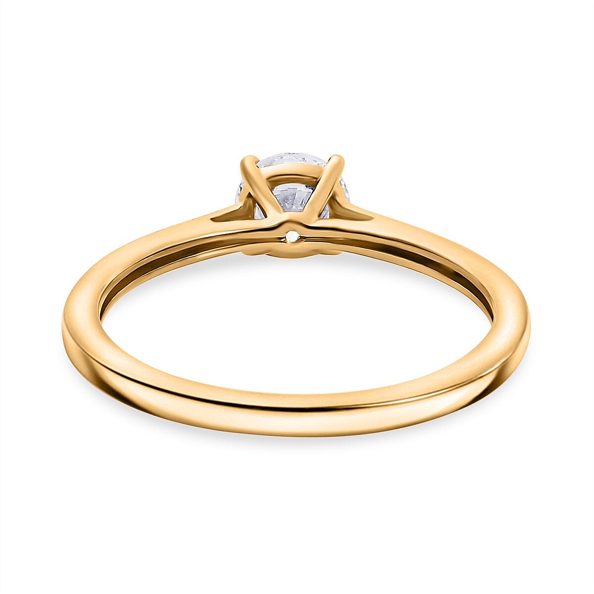 Luxuriant Lab Grown Diamond (SI-GH) Solitaire Ring in 18K Vermeil Yellow Gold Plated Sterling Silver 0.52 Ct.