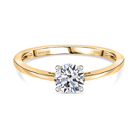 LUXURIANT Lab Grown Diamond (SI G/H) Solitaire Ring in 18K Vermeil Yellow Gold Plated Sterling Silver