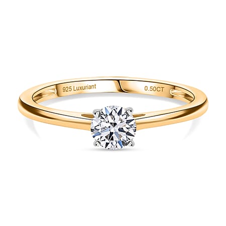 LUXURIANT Lab Grown Diamond (SI G/H) Solitaire Ring in 18K Vermeil Yellow Gold Plated Sterling Silver
