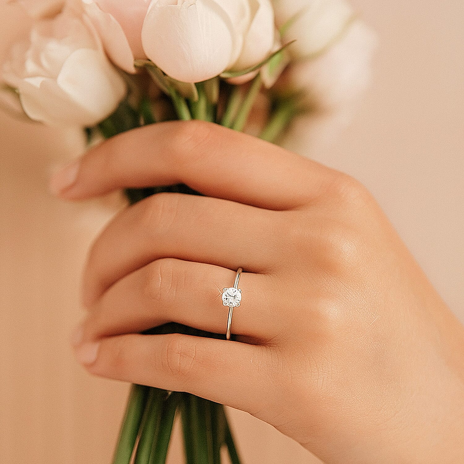 Luxuriant Diamond - Lab Grown Diamond Solitaire Ring in Sterling Silver