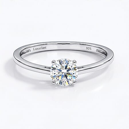 LUXURIANT 0.5 Ct. Lab Grown Diamond (SI G/H) Solitaire Ring in Rhodium Overlay Sterling Silver