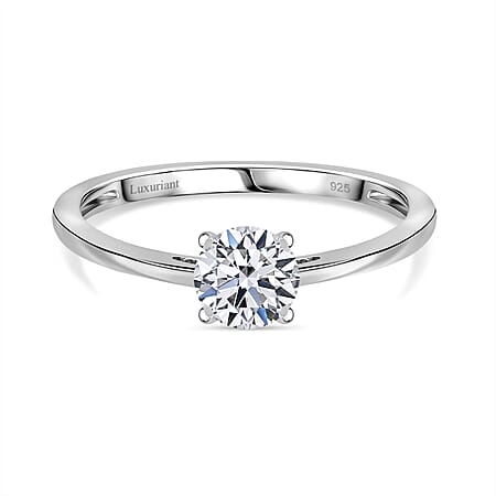 Luxuriant Diamond 0.5 Ct. Lab Grown Diamond Solitaire Ring in Rhodium Sterling Silver