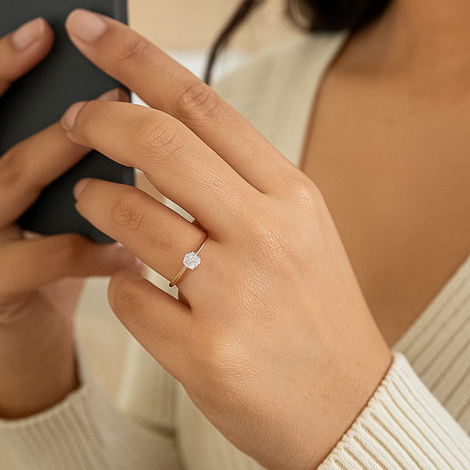 Luxuriant Diamond - Lab Grown Diamond Solitaire Ring in Sterling Silver