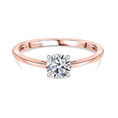 Luxuriant Diamond - Lab Grown Diamond Solitaire Ring in 18K Vermeil Rose Gold Plated Sterling Silver 0.52 Ct.