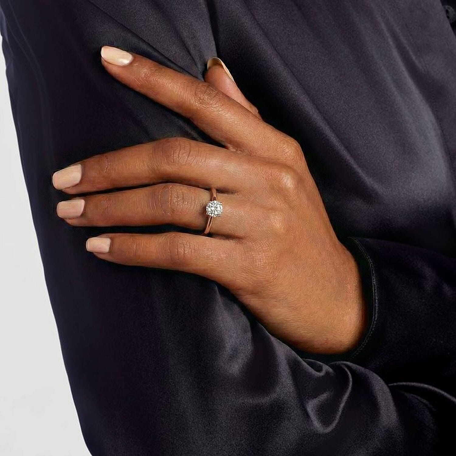 Luxuriant Diamond - Lab Grown Diamond Solitaire Ring in 18K Vermeil Rose Gold Plated Sterling Silver 0.52 Ct.