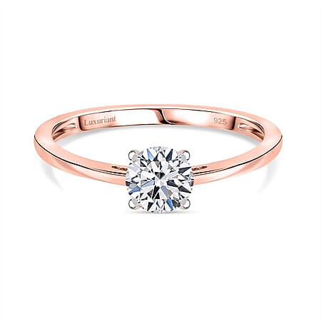 Luxuriant Diamond 0.5 Ct. Lab Grown Diamond Solitaire Ring in 18K Rose Gold Vermeil Sterling Silver