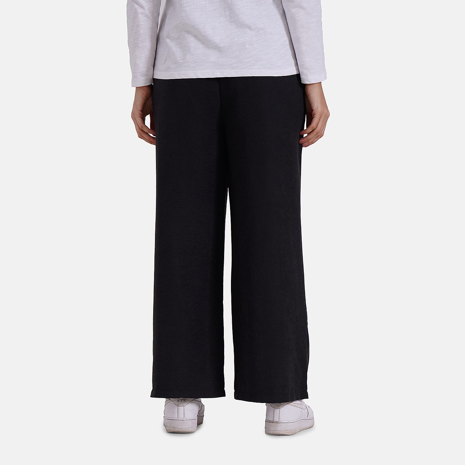 Tamsy Wide Leg Lounge Trousers with Pockets (Size M) - Black