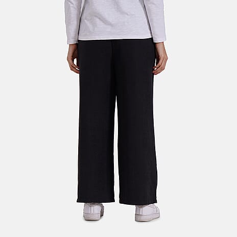 Tamsy Wide Leg Lounge Trousers with Pockets (Size M) - Black