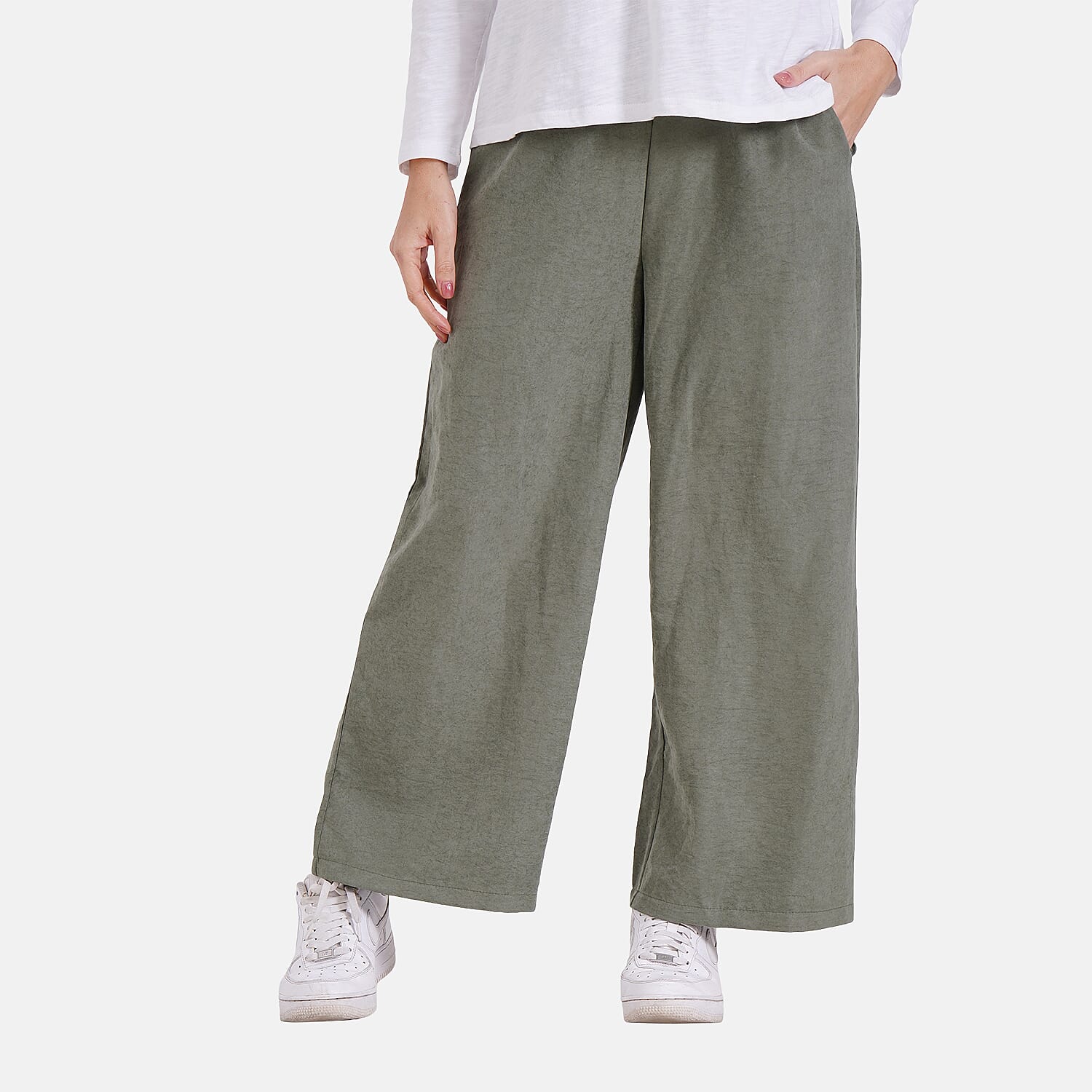 Tamsy Wide Leg Lounge Trousers with Pockets (Size M) - Black