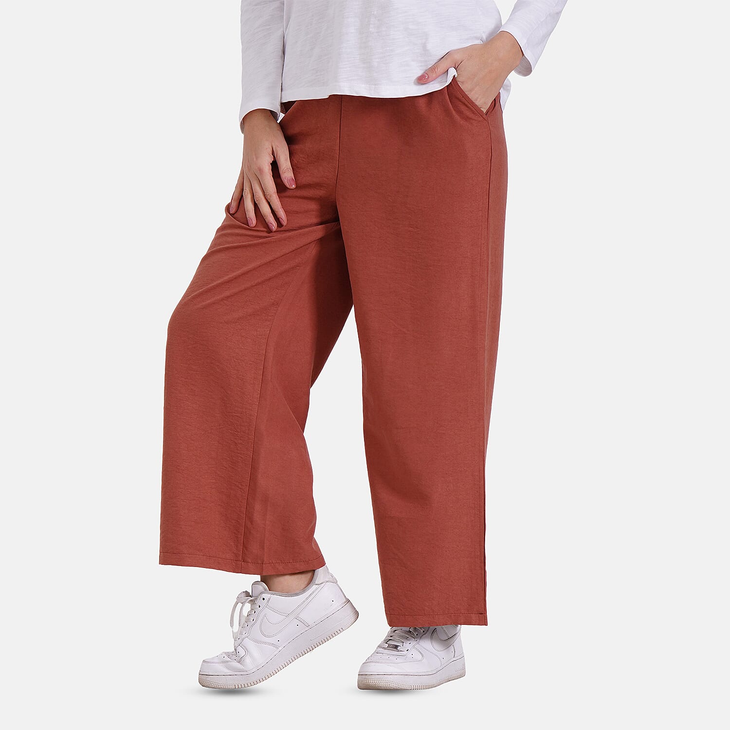 Tamsy Wide Leg Lounge Trousers with Pockets (Size M) - Black