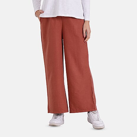 Tamsy Wide Leg Lounge Trousers with Pockets (Size XL) - Amber