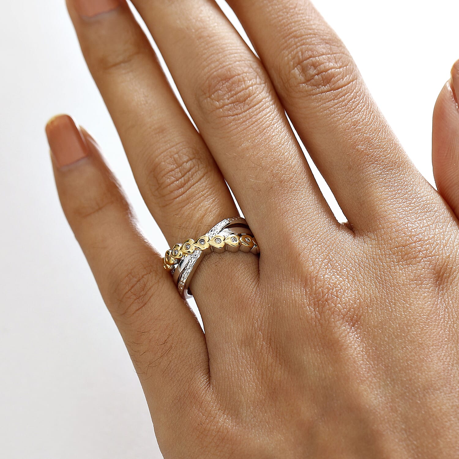 GP Lab Grown Diamond (SI-GH) & Blue Sapphire Ring in 18K Vermeil Yellow Gold Plated Sterling Silver