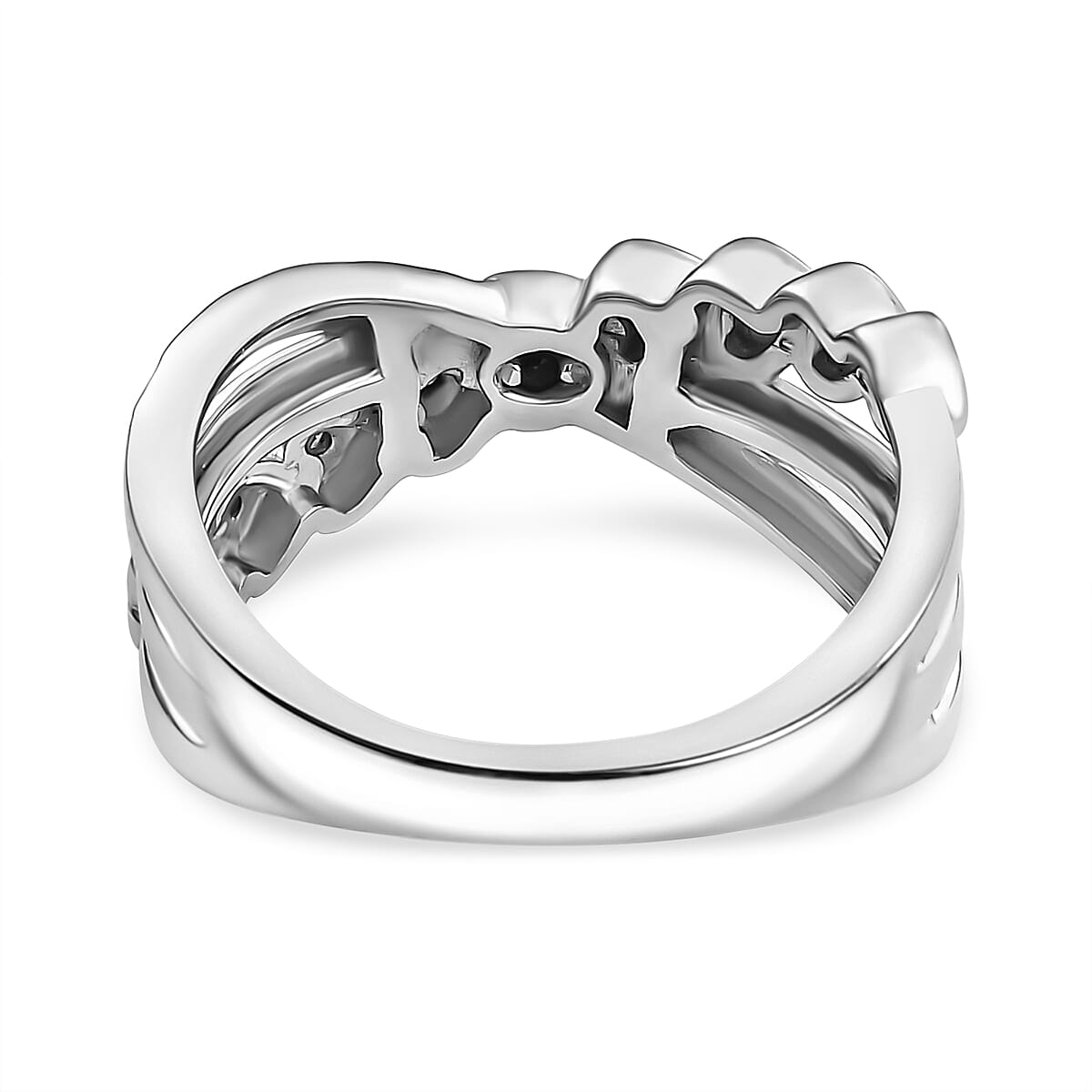 GP Lab Grown Diamond (SI-GH) & Blue Sapphire Ring in 18K Vermeil Yellow Gold Plated Sterling Silver