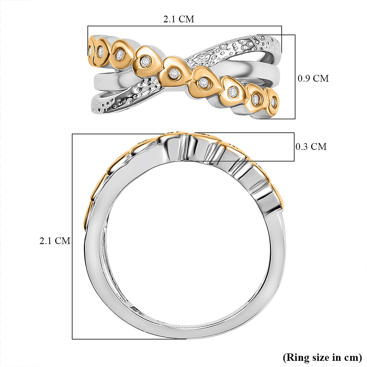 GP Lab Grown Diamond (SI-GH) & Blue Sapphire Ring in 18K Vermeil Yellow Gold Plated Sterling Silver