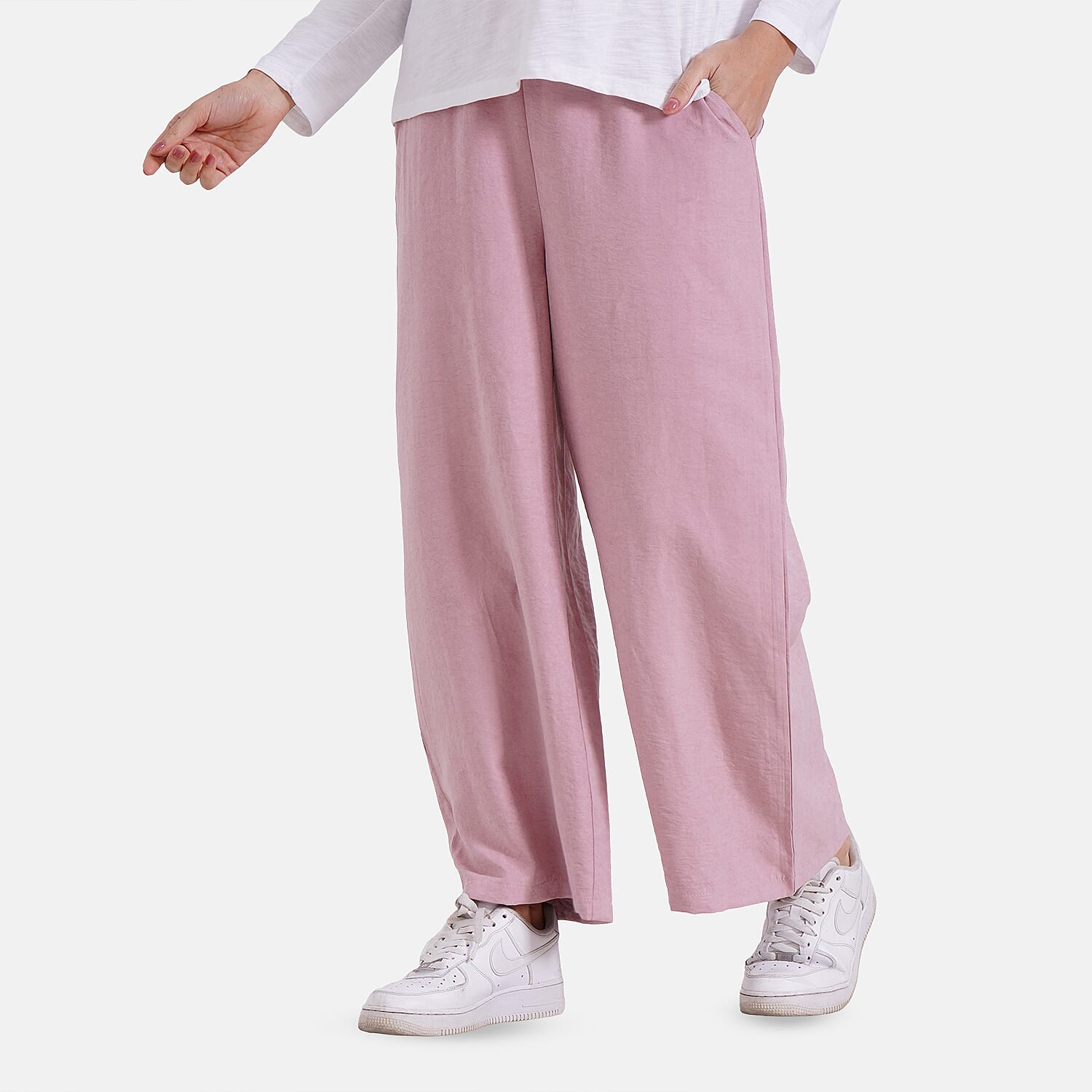 Tamsy Wide Leg Lounge Trousers with Pockets (Size M) - Black