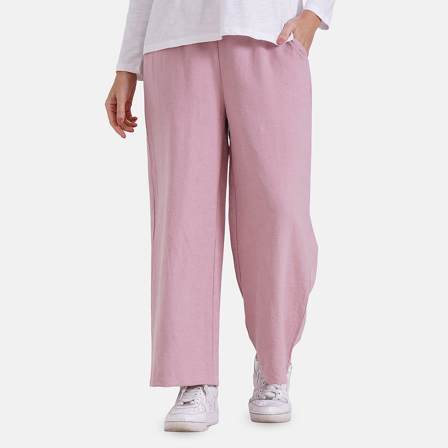 Tamsy Wide Leg Lounge Trousers with Pockets (Size M) - Black