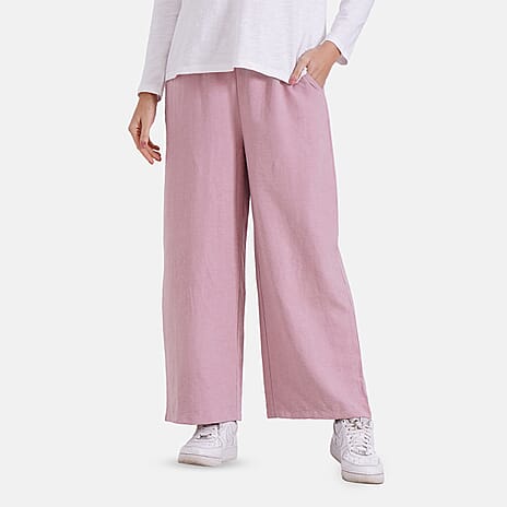 Tamsy Wide Leg Lounge Trousers with Pockets (Size XL) - Dusty Pink