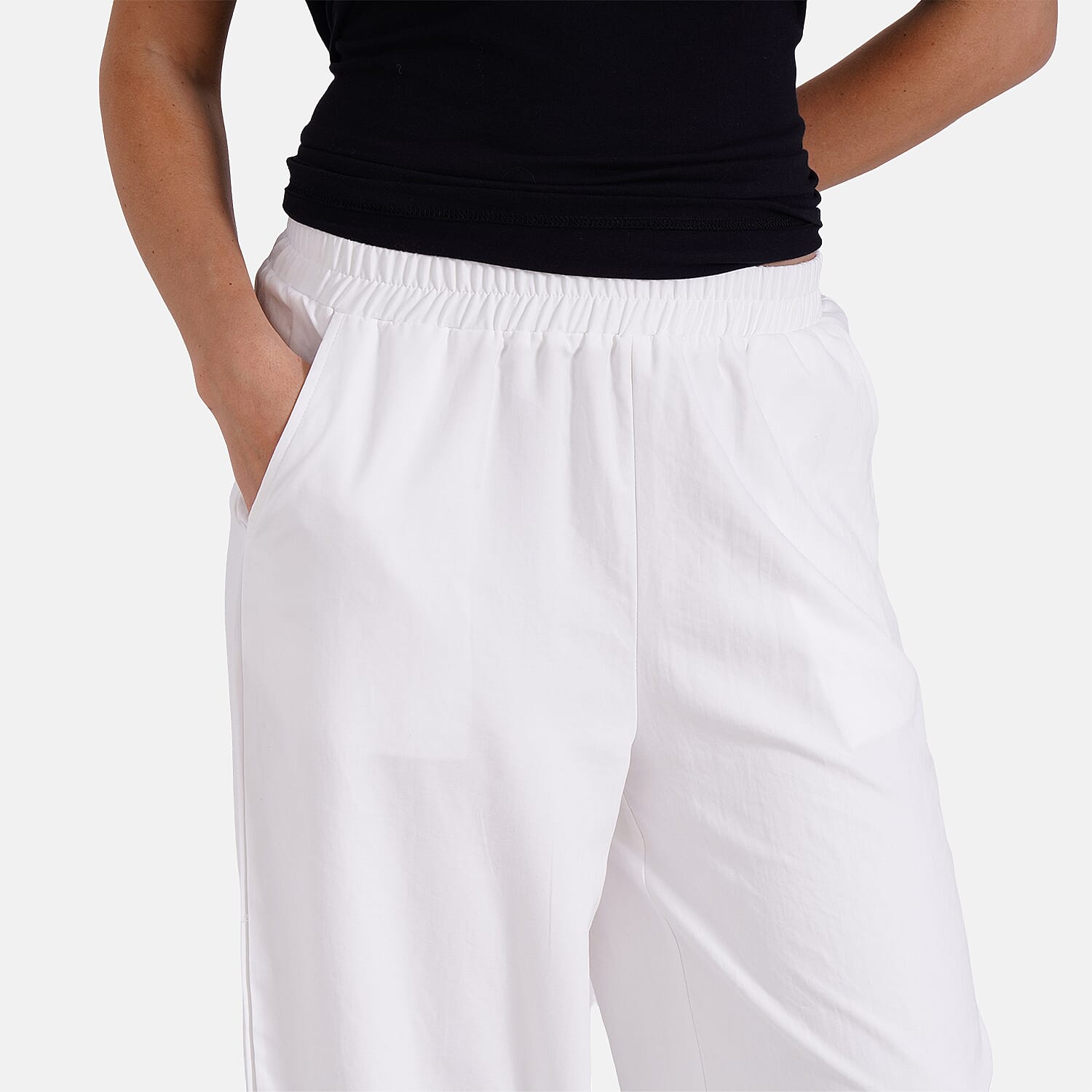 Tamsy Wide Leg Lounge Trousers with Pockets (Size M) - Black