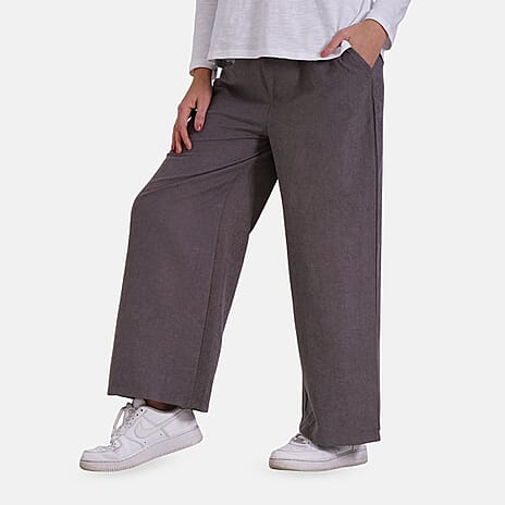 - Maisi Relaxed Fit Wide Leg Lounge Trouser (Size L) - Grey
