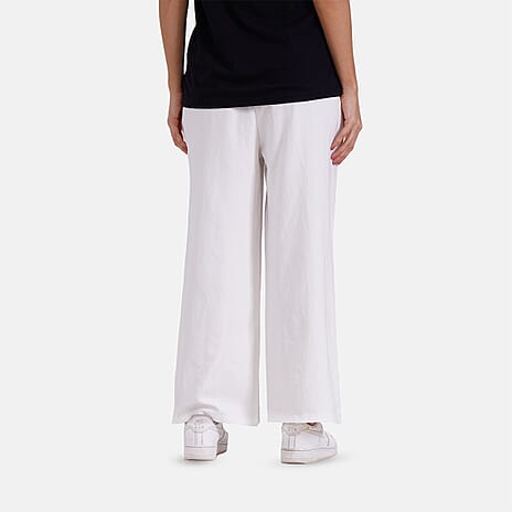 Tamsy Wide Leg Lounge Trousers with Pockets (Size XL) - White