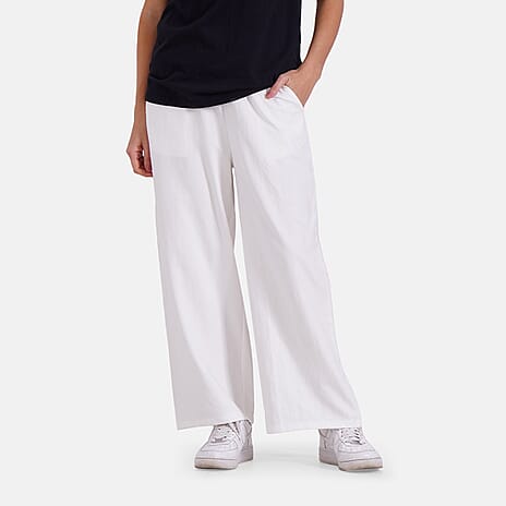- Maisi Womens Wide Leg Lounge Trousers (Size XXL) - White