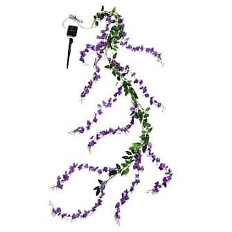 Purple LED Flower String Lights - 20 Warm White LEDs, 300mAh Rechargeable Battery (included) - 180cm
