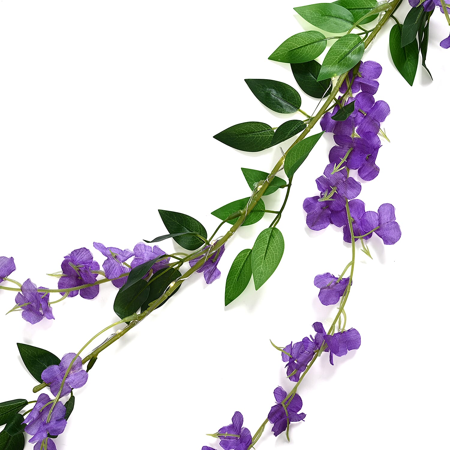 Purple LED Flower String Lights - 20 Warm White LEDs, 300mAh Rechargeable Battery (included) - 180cm